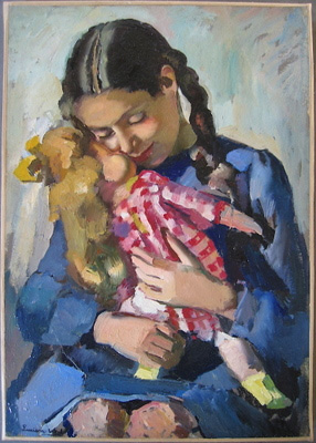 Jeune fille  la poupe